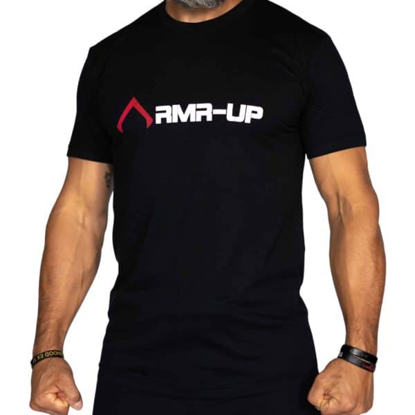 training for life armr up black t shirt front